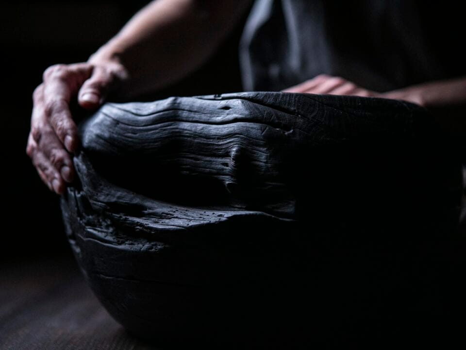 Raven Black Fossil Deep Bowl A09V36